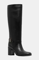 Kožené kozačky Bally ENILDA 75 dámské, černá barva, na podpatku, WB750A