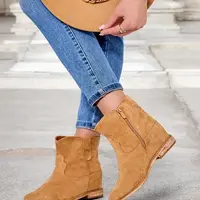 Resti Brown ankle boots with cowboy style on covered wedge Patorias