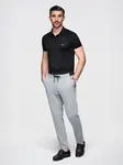Ombre Men's knitted pants with elastic waistband - light grey