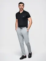 Ombre Men's knitted pants with elastic waistband - light grey
