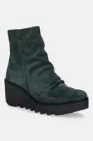 Semišové boty Fly London BANN538FLY dámské, zelená barva, na klínku, P501538012