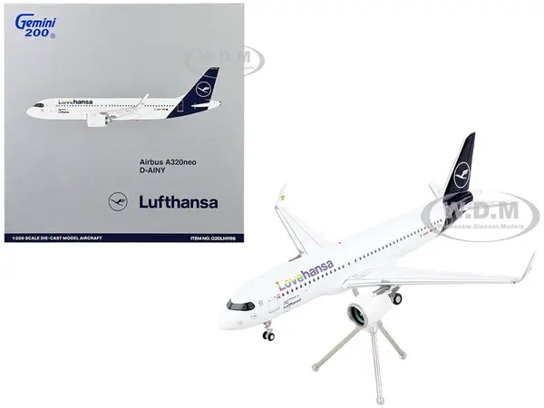 Airbus A320neo Commercial Aircraft "Lufthansa - LoveHansa" White with Blue Tail "Gemini 200" Series 1/200 Diecast Model Airplane by GeminiJets