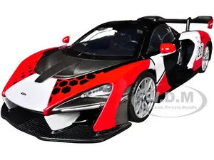 McLaren Senna 22 Black with Red and White Graphics "GT Racing" Series 1/24 Diecast Model Car by Motormax