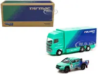 2017 Toyota Hilux AXCR Pickup Truck RHD (Right Hand Drive) 119 Green and Blue "Falken" Livery with Plastic Transporter Packaging "Falken Tires" 1/64