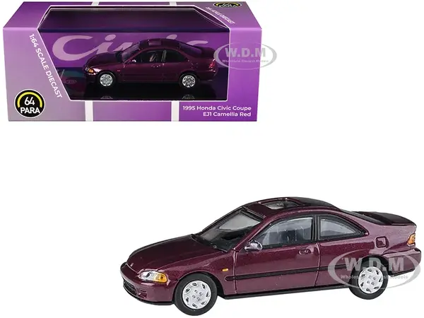 1995 Honda Civic Coupe EJ1 Camellia Red Metallic 1/64 Diecast Model Car by Paragon Models