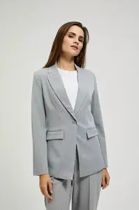 Marisse Single-Breasted Jacket With Delicate Gray Stripes