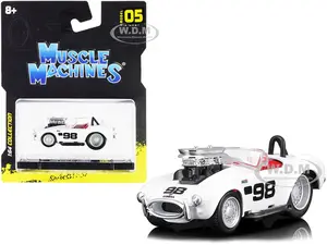 1964 Shelby Cobra 98 White with Red Interior 1/64 Diecast Model Car by Muscle Machines