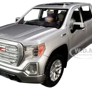 2019 GMC Sierra 1500 SLT Crew Cab Pickup Truck Silver Metallic 1/24-1/27 Diecast Model Car by Motormax