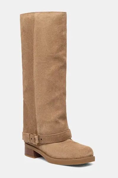 Semišové boty MICHAEL Michael Kors Colby dámské, béžová barva, na plochém podpatku, 40F5COFB5S.297