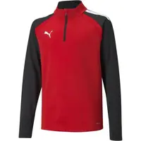 Puma TEAMLIGA 1/4 ZIP TOP JR Dětská fotbalová mikina, červená, velikost