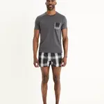 Sivé pánske kockované krátke pyžamo Celio Gipyshort2