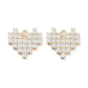 Brass Micro Pave Clear Cubic Zirconia Charms