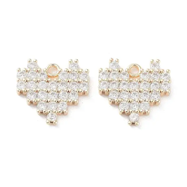 Brass Micro Pave Clear Cubic Zirconia Charms