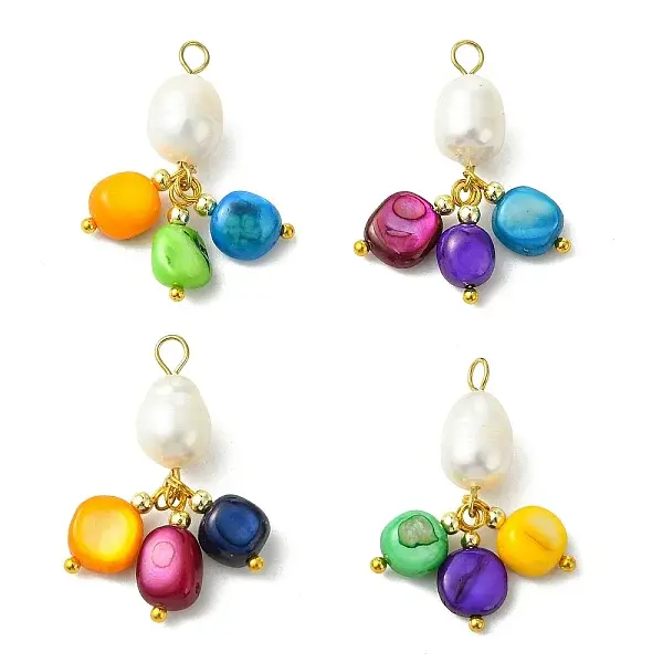 Natural Pearl & Dyed Shell Pendants