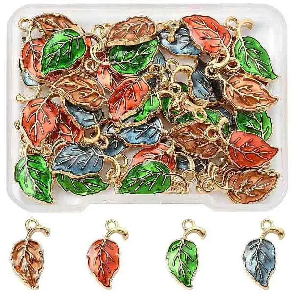 40Pcs 4 Colors Alloy Enamel Pendants