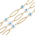 304 Stainless Steel Enamel Evil Eye & Horse Eye Link Chains
