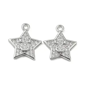 Brass Micro Pave Clear Cubic Zirconia Charms