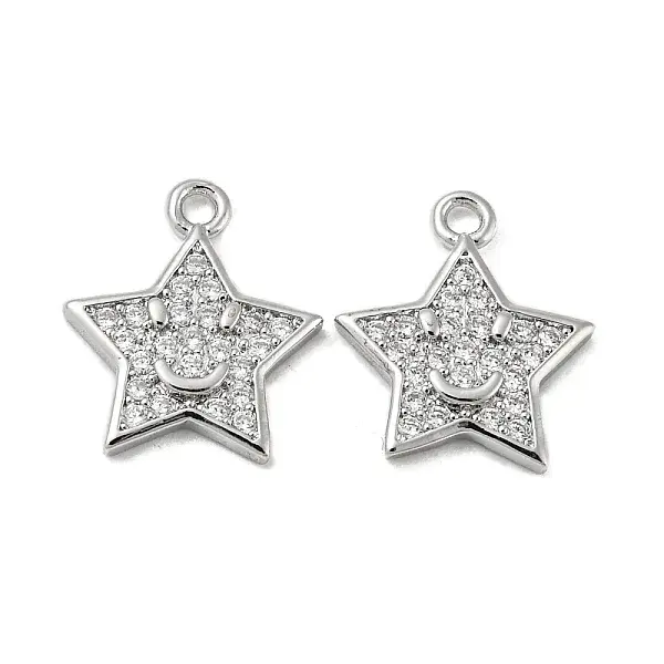 Brass Micro Pave Clear Cubic Zirconia Charms