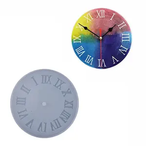 Flat Round with Roman Numerals Clock Wall Decoration Food Grade Silicone Molds