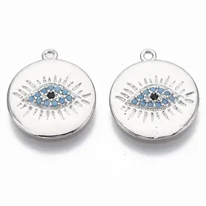 Brass Micro Pave Cubic Zirconia Pendants