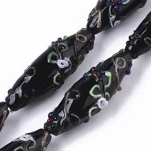 Handmade Gold Sand Lampwork Beads Strands