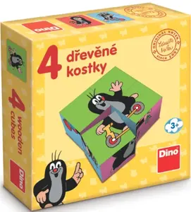 Dřevěné licenční kostky Krteček - 4 kostičky