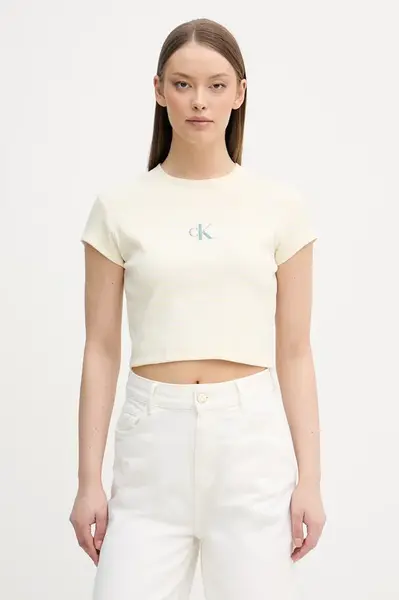 Calvin Klein Jeans crop top dámský bavlněný s elastanem