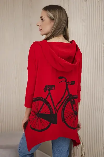 Mikina s cyklistickým potiskem červená