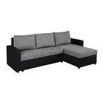 P & B ROHOVÁ SEDAČKA, plast, textil, kompozitní dřevo, šedá, černá
