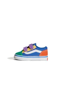 VANS Tenisky 'Old Skool Hook And Loop'  kobaltovomodrá / zelená / marhuľová / biela