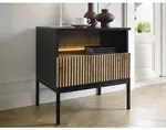 Noční stolek Sento, černá/dub wotan, s osvětlením