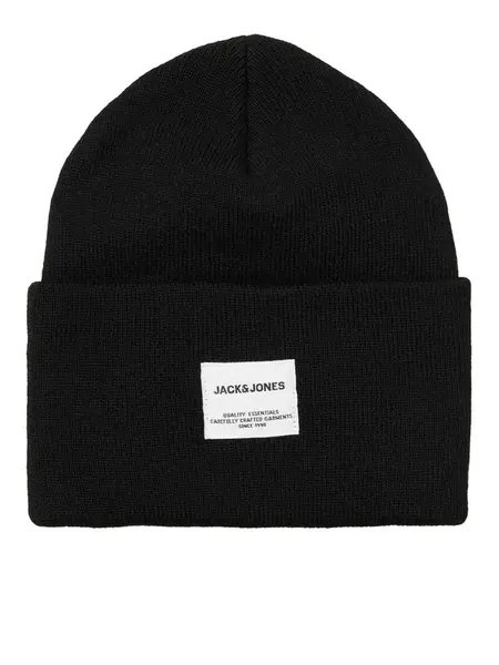 JACK & JONES Čiapky 'Long Knit'  čierna / biela