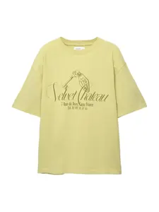 Pull&Bear Tričko 'HOTEL LIMA'  limetová / tmavozelená
