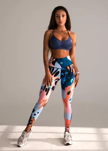 Dámské legíny kfit® aurora modrá/růžová m