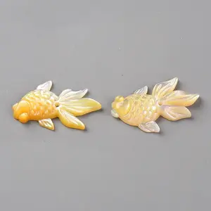 Left and Right Natural Yellow Shell Beads