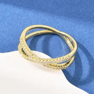 Brass Micro Pave Cubic Zirconia Finger Rings