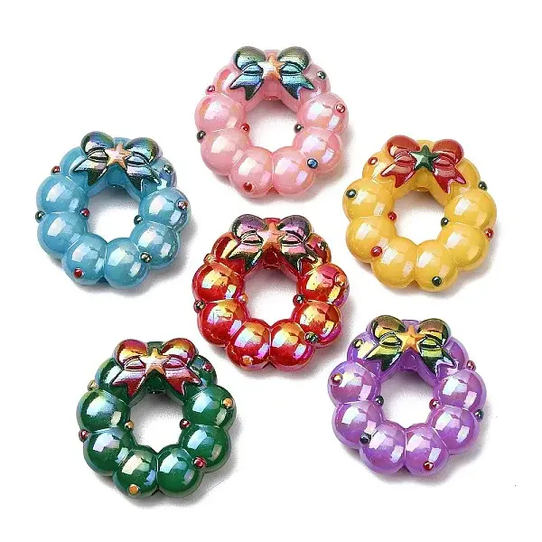 Christmas UV Plating Opaque Acrylic Beads