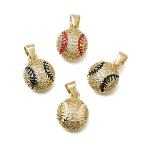 Brass Micro Pave Clear Cubic Zirconia Charms