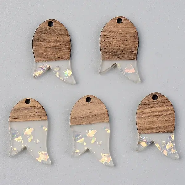 Transparent Resin & Walnut Wood Pendants