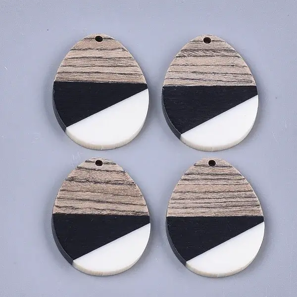 Tri-color Resin & Walnut Wood Pendants