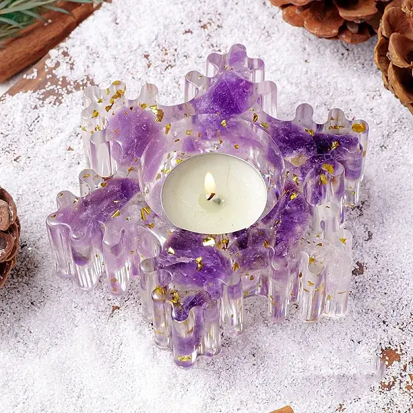 Natural Amethyst & Resin Candle Holder Molds