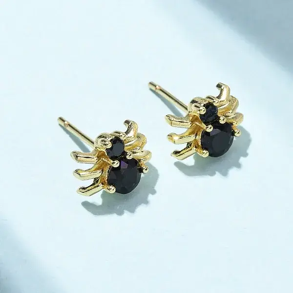 Brass Micro Pave Cubic Zirconia Stud Earrings