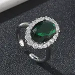 Brass Micro Pave Cubic Zirconia Cuff Open Rings for Women