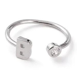 Brass Micro Pave Clear Cubic Zirconia Cuff Rings