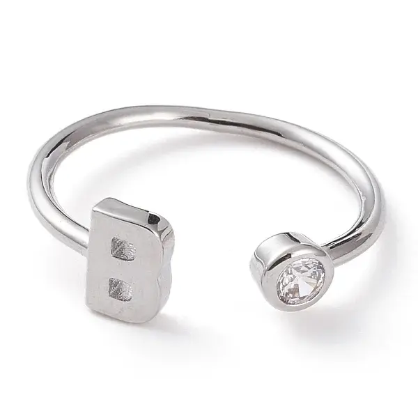 Brass Micro Pave Clear Cubic Zirconia Cuff Rings
