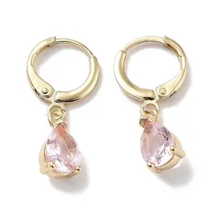 Golden Brass Dangle Hoop Earrings