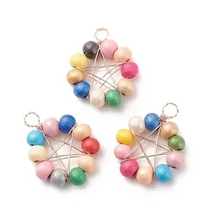 Natural Wood Round Beads Pendants