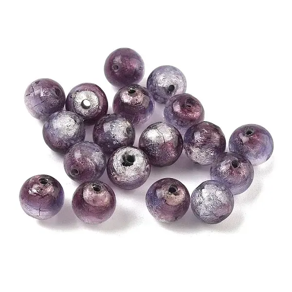 Handmade Silver Foil Glass Beads