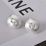 Square Brass Drawbench Stud Earring