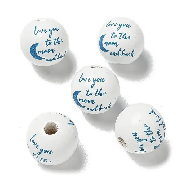 Printed Wood European Beads